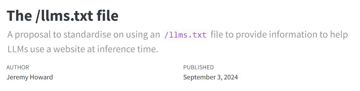 screenshot of a llm.txt proposal