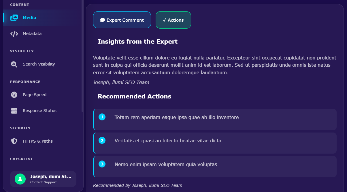 Infographic explaining a technical website audit report with actionable insights