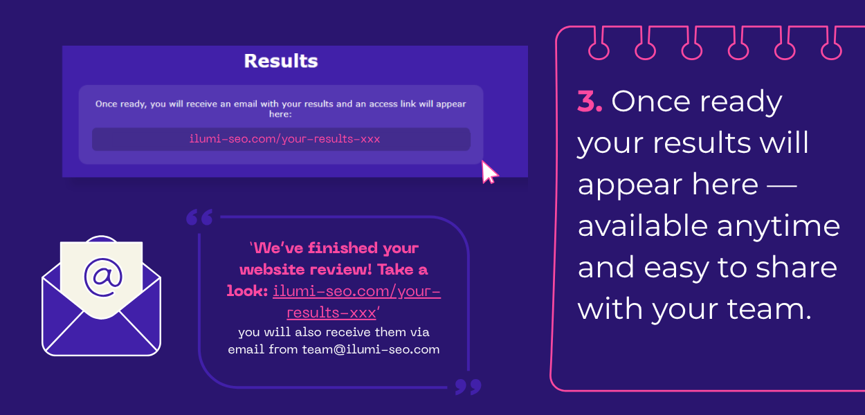 Step 3: Once ready your results will appear here - available anytime