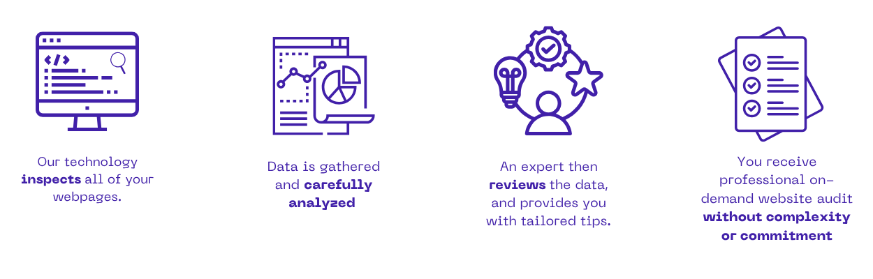 Our technology crawls and inspects all of your webpages. Then data is analyzed and reviewed by an expert.